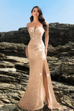 Sparkly Sweetheart Mermaid Black Sequin Long Formal Dress with Slit