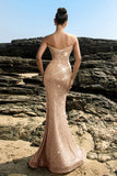 Sparkly Sweetheart Mermaid Black Sequin Long Formal Dress with Slit