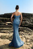 Sparkly Sweetheart Mermaid Black Sequin Long Formal Dress with Slit