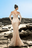 Sparkly Off The Shoulder Champagne Mermaid Beaded Corset Long Formal Dress