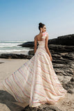 Sparkly Apricot A Line Sequin Long Formal Dress with 3D Flowers