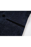 Sparkly Navy Sequin Shawl Lapel 2 Pieces Slim Fit Men's Prom Suits