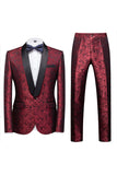 Jacquard Blue Shawl Lapel 2 Pieces Men Formal Suits