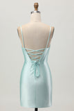 Light Green Bodycon Corset Cut Out Beaded Short Homecoming Dress