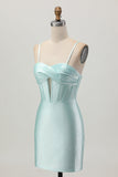 Light Green Bodycon Corset Cut Out Beaded Short Homecoming Dress