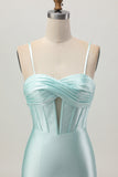 Light Green Bodycon Corset Cut Out Beaded Short Homecoming Dress