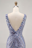 Sparkly Lilac V-Neck Sequins Bodycon Homecoming Dress