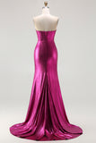 Metallic Dark Golden Beaded Corset Strapless Long Prom Dress