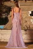 Mermaid Beaded Lilac Corset Sequin Long Prom Dress with Slit