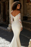 Mermaid Ivory Sweetheart Neck Appliqued Sweep Train Wedding Dress