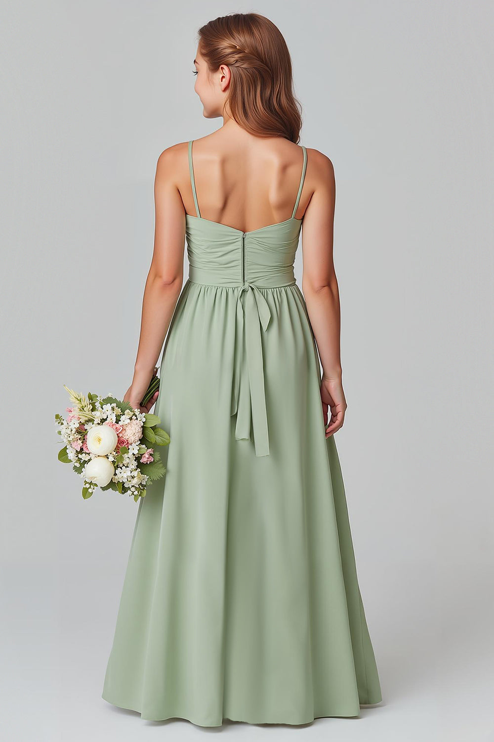 Zapaka Women Sage Green Chiffon Long Junior Bridesmaid Dress Spaghetti Straps A-Line Wedding Guest Dress ZAPAKA AU Zapaka Women Sage Green Chiffon Long Junior Bridesmaid Dress Spaghetti Straps A-Line Wedding Guest Dress ZAPAKA AU