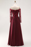 Cabernet A Line Strapless Mother of the Bride Dress with Lace