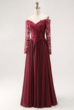 Cabernet A Line Strapless Mother of the Bride Dress with Lace