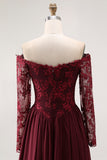 Cabernet A Line Strapless Mother of the Bride Dress with Lace