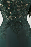 A-Line Dark Green Off the Shoulder Applique Long Mother of the Bride Dress
