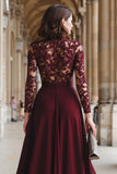 A-Line Cabernet Lace Applique Chiffon Mother of the Bride Dress