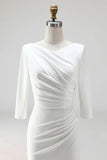 Ivory Plus Size Bodycon V-Neck Halft Sleeves Midi Work Dress