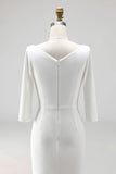 Ivory Plus Size Bodycon V-Neck Halft Sleeves Midi Work Dress