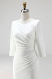 Ivory Plus Size Bodycon V-Neck Halft Sleeves Midi Work Dress