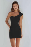 Simple One Shoulder Bodycon Little White Dress