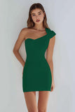 Simple One Shoulder Bodycon Little White Dress