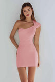 Simple One Shoulder Bodycon Little White Dress