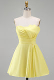 Ivory Strapless Bodycon Ruched Short Graduation Dress