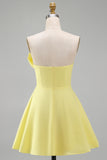 Ivory Strapless Bodycon Ruched Short Graduation Dress