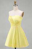 Ivory Strapless Bodycon Ruched Short Graduation Dress