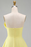 Ivory Strapless Bodycon Ruched Short Graduation Dress