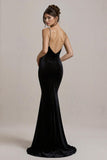 Black Spaghetti Straps Mermaid Formal Dress