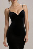 Black Spaghetti Straps Mermaid Formal Dress