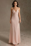 Pink Spaghetti Straps Sheath Formal Dress