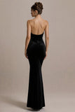 Sparkly Strapless Black Mermaid Evening Dress