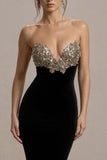 Sparkly Strapless Black Mermaid Evening Dress
