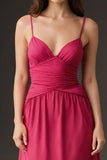 Watermelon Spaghetti Straps Long Evening Dress