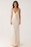 Ivory Sheath Spaghetti Straps Long Formal Dress