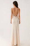 Ivory Sheath Spaghetti Straps Long Formal Dress
