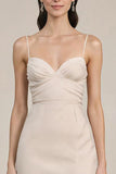 Ivory Sheath Spaghetti Straps Long Formal Dress with Slit