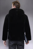 Black Faux Fur Hooded Zip-Up Long Sleeve Men's Winter Coat