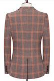 Blue Notched Lapel Slim Fit Plaid 3 Pieces Men's Prom Suits