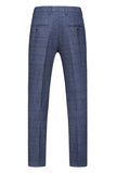 Dark Blue Plaid Notched Lapel 3 Pieces Men's Prom Suits