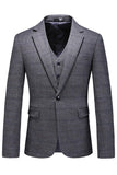 Dark Blue Plaid Notched Lapel 3 Pieces Men's Prom Suits