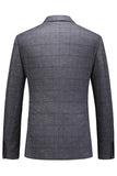 Dark Blue Plaid Notched Lapel 3 Pieces Men's Prom Suits