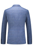 Dark Blue Plaid Notched Lapel 3 Pieces Men's Prom Suits