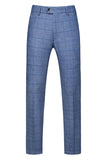 Dark Blue Plaid Notched Lapel 3 Pieces Men's Prom Suits