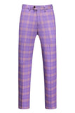 Violet Plaid Notched Lapel 3 Pieces Men's Prom Suits