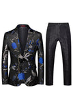 Notched Lapel Jacquard 2 Piece Purple Men's Prom Suits