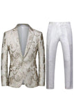 Notched Lapel Jacquard 2 Piece Purple Men's Prom Suits