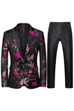 Notched Lapel Jacquard 2 Piece Purple Men's Prom Suits